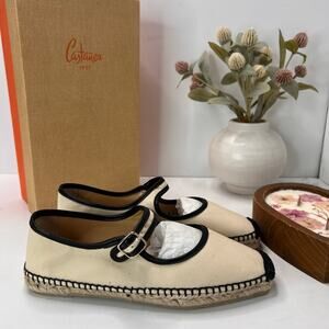 Castañer Padua Mary Jane Espadrilles Canvas Crudo 025706-202-39 Women 8.5